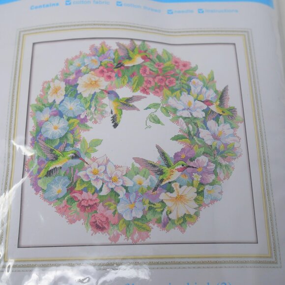 Maydear Cross Stitch Pre-Printed Stamped Kit D647 Art of HUMMINGBIRDS - Picture 2 of 3